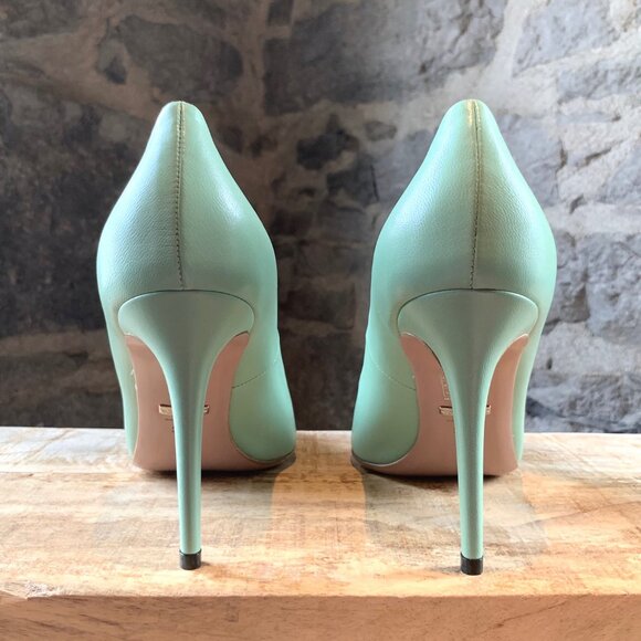 Gucci Seafoam Green Malaga Kid Studded Pumps - Picture 5 of 12
